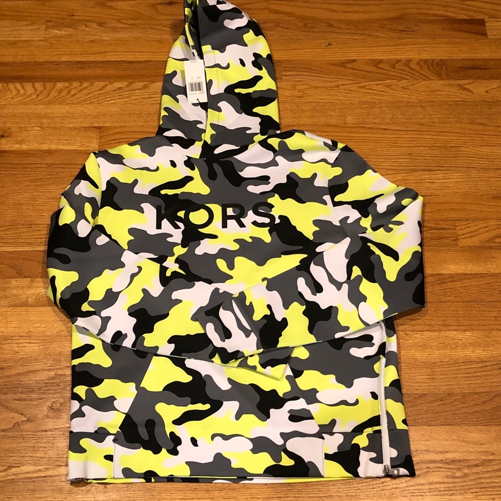 Michael Kors Neon, White, Gray & Black Camo Hoodie. New with tags.